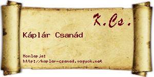 Káplár Csanád névjegykártya